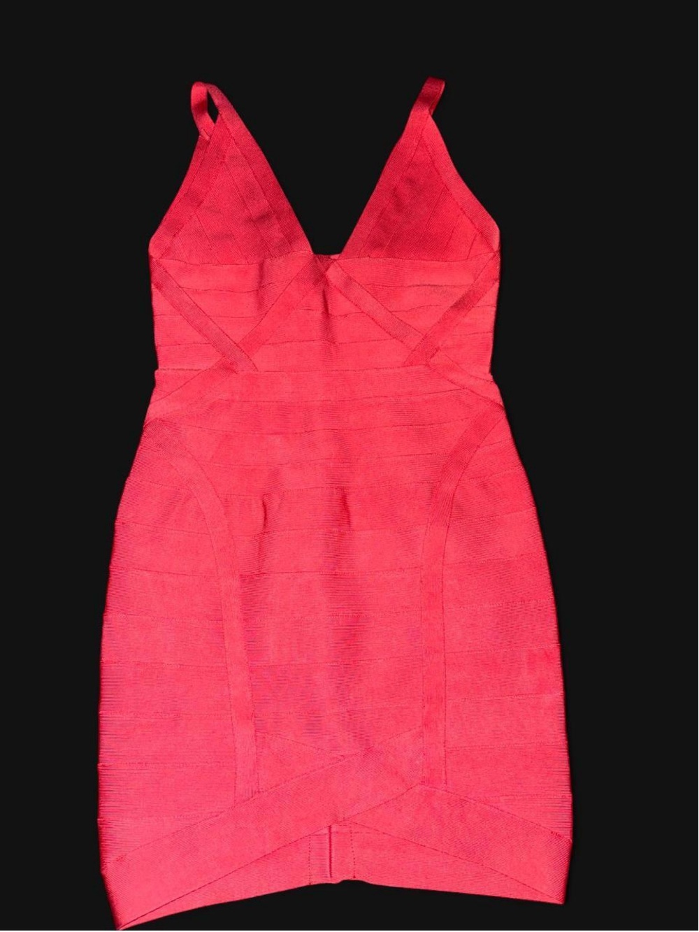 Fitted pink/rose  V-Neck bandage/bodycon Hervé Léger dress